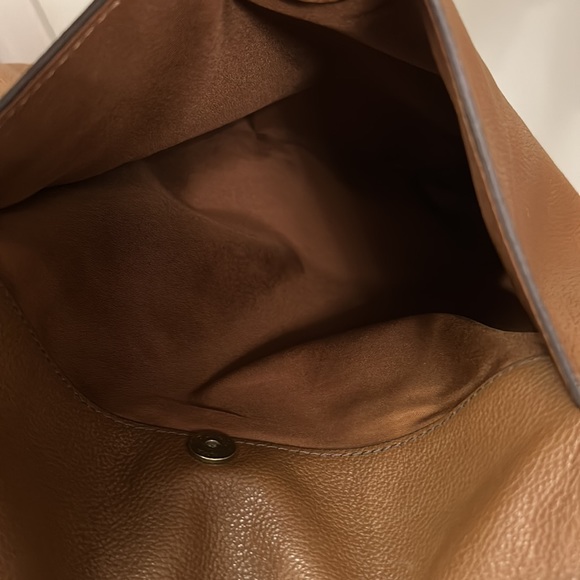 Fossil Peyton Pebble leather Double Flap crossbody bag in Cognac color - Picture 16 of 16